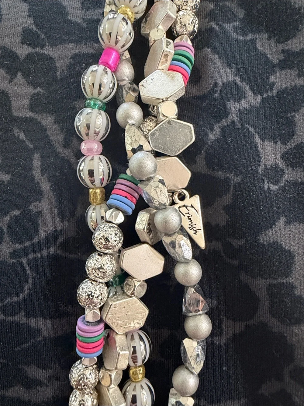 Erimish Silver Multi-Strand Beaded Apple Watch Band with Colorful Accents